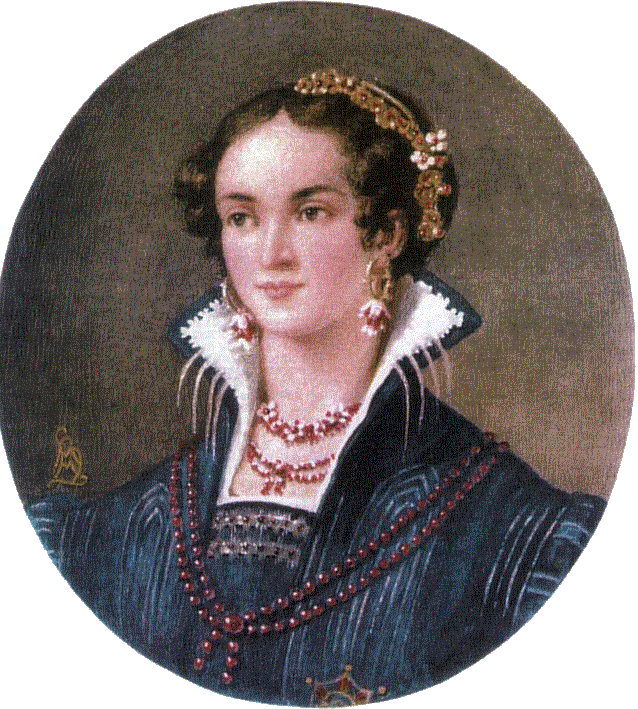 Portrait de Laure Martinozzi, d'aprs une peinture  l'huile dans le monastre de l'Ordre de la Visitation de Sainte Marie  Modne